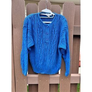 Vintage blue sweater size medium Hong Kong 1980's